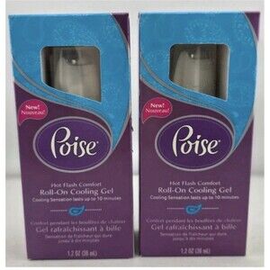 Poise Gel Hot Flash Comfort Roll-On Cooling Gel 1.2 oz for Menopause Symptom 2pc